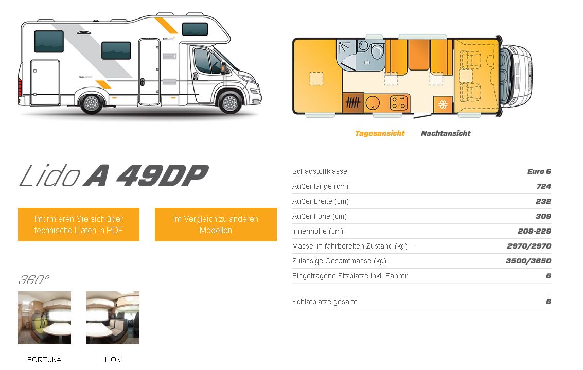Wohnwagenhändler - Heroldstatt - Übersicht Reisemobil mieten Lido A 49DP - AlbCamper Wohnmobilvermietung, Wohnmobil mieten
