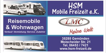 Wohnwagenhändler - Markenvertretung: LMC - HSM Mobile Freizeit eK