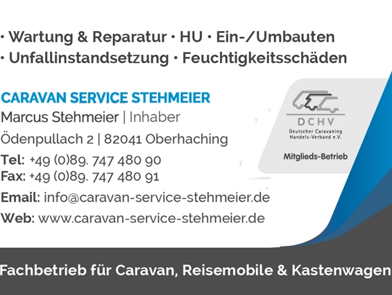 Wohnmobilhändler: Visitenkarte Rückseite - Caravan Service Stehmeier - CARAVAN SERVICE Stehmeier
