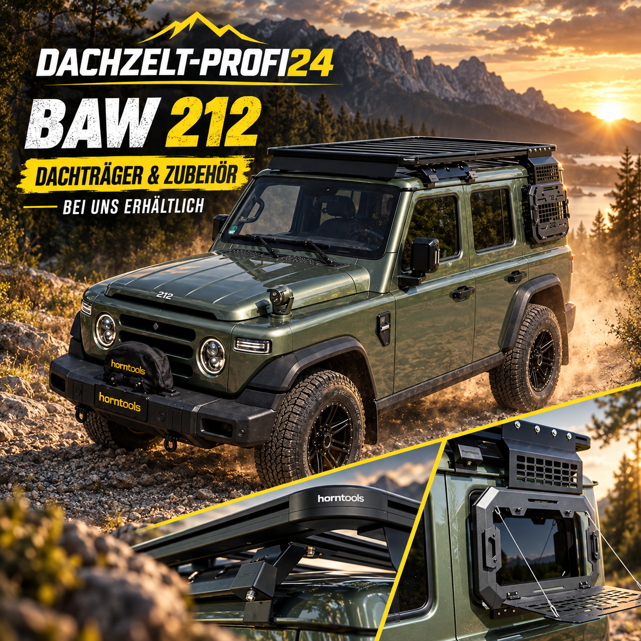 Wohnmobilhändler: BAW 212 Dachzelt Horntools Dachträger  - RANGIERHILFEN-PROFI24.de